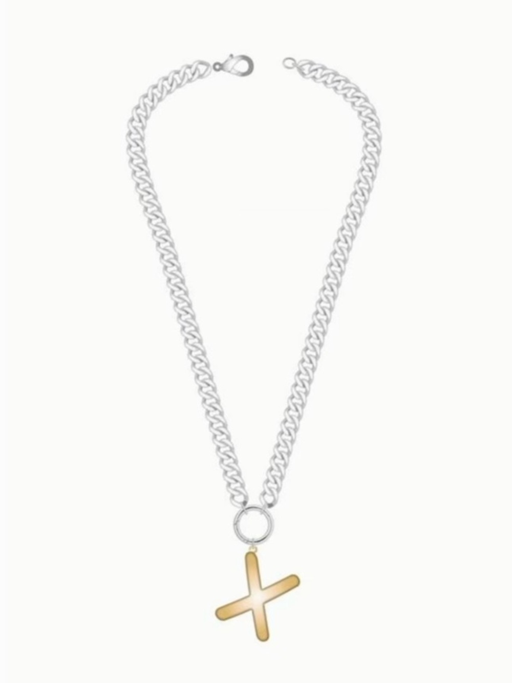 Mixed Metal Initial Bubble Letter Necklace, Letter X